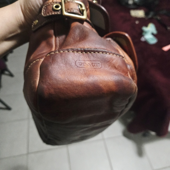 Coach Brown Leather Satchel with Brass Accents - Picture 4 of 12